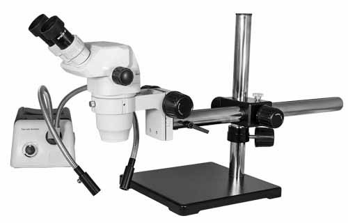 Stereo Zoom Binocular Microscope with Boom Stand & Dual Point Light