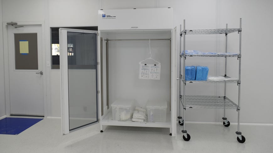 medical device cleanroom gowning room equipment