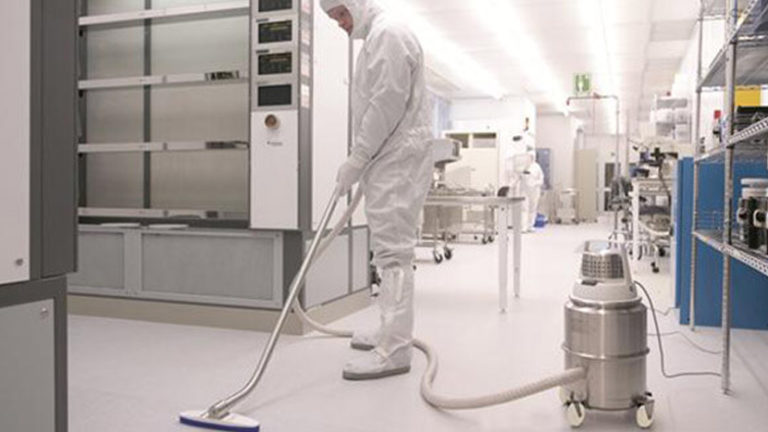 Vacuuming a Pharmaceutical Processing Cleanroom