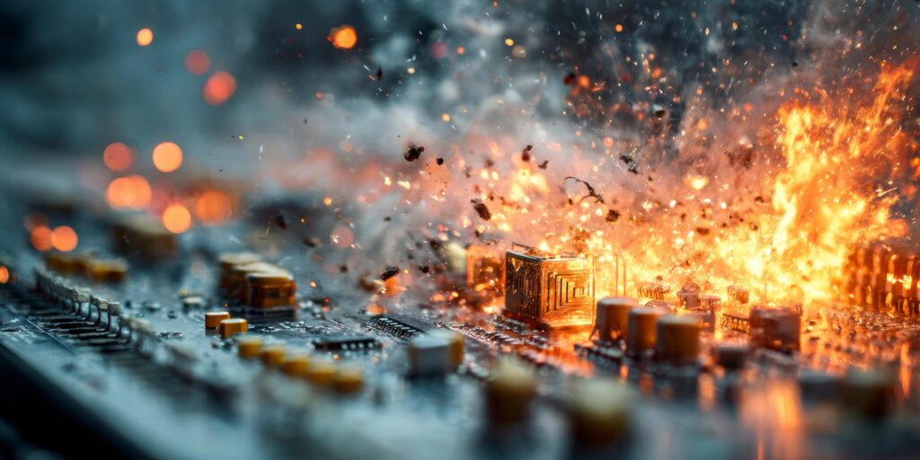 exploding circuit board imagery