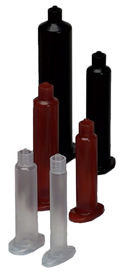 red black clear syringes